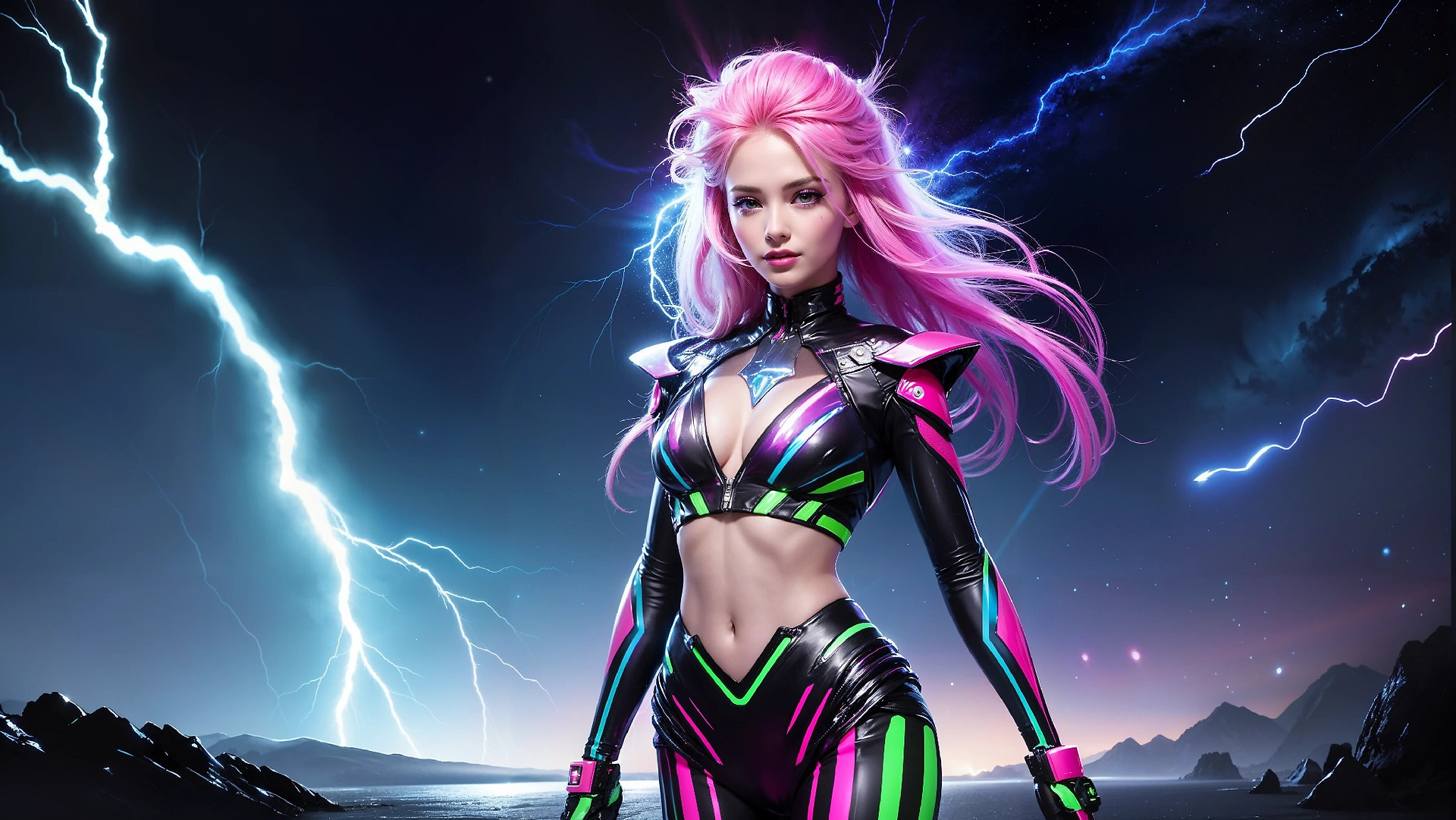 Charming Girl in an Alien Thunderstorm World