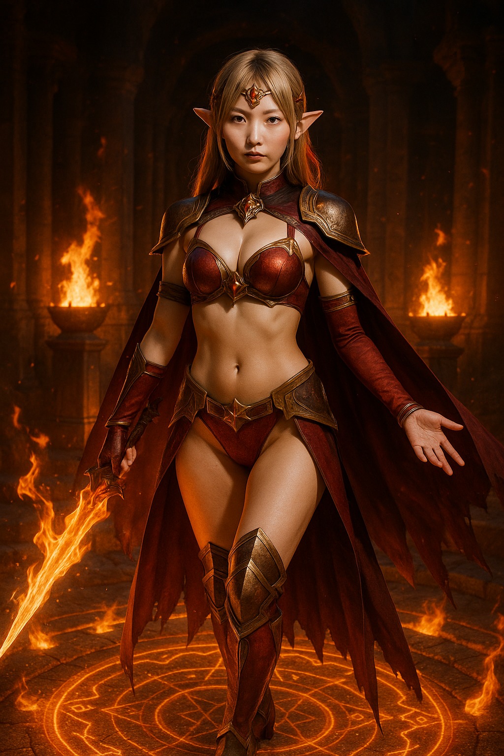 Sacred Silver Feathers - Elven Warrior Woman Portrait