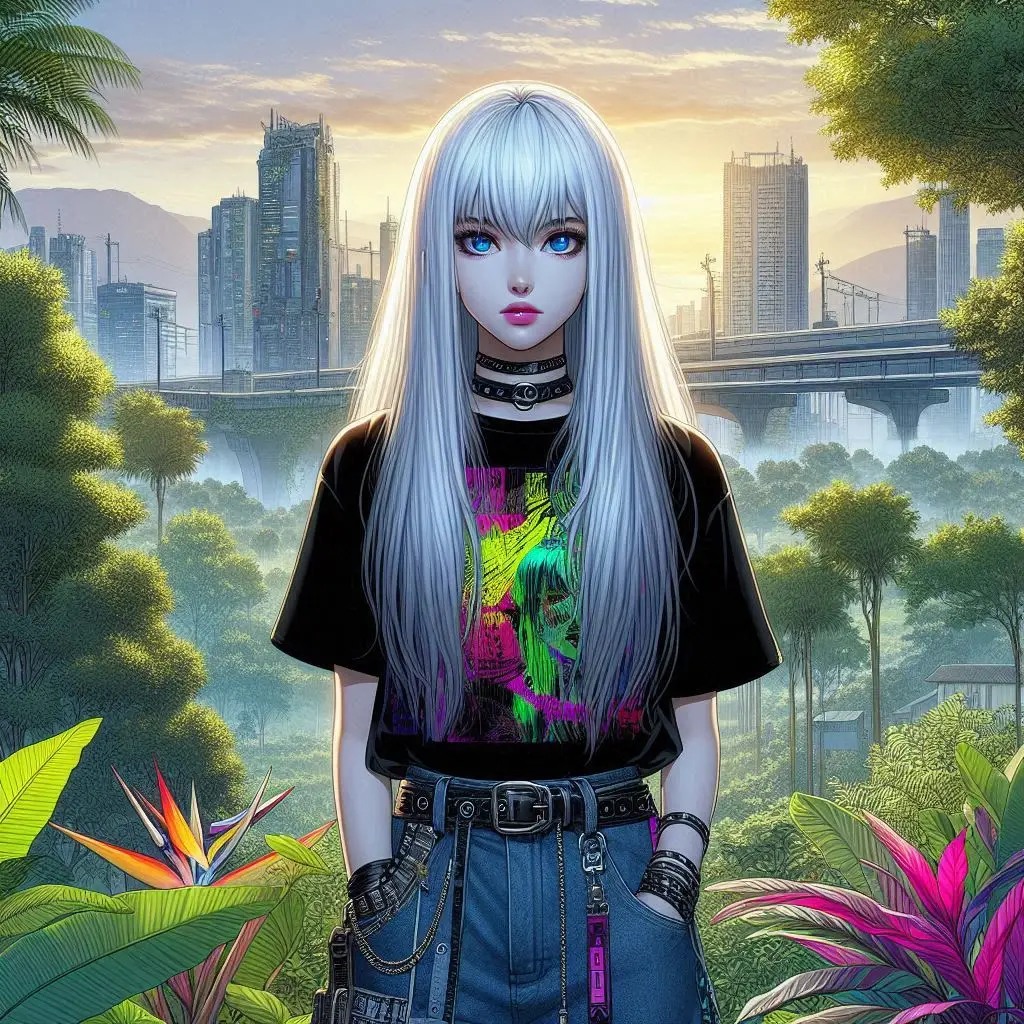 未來叢林中的龐克少女