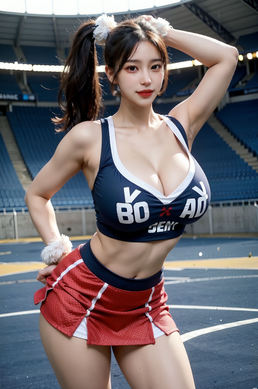 Cheerleader's cleavage