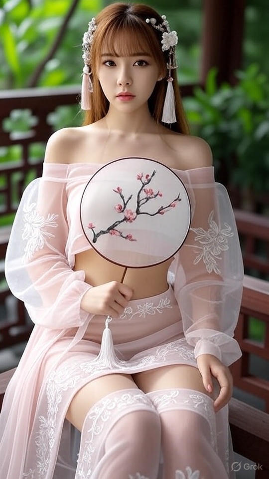 極淺粉紅色古風漢服