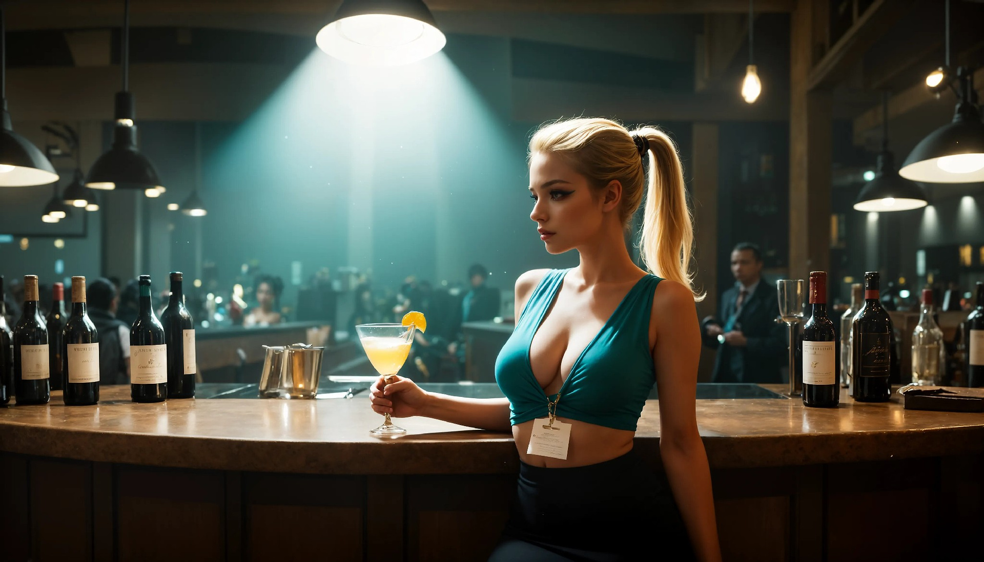 Alone at the bar with the lonely girl.