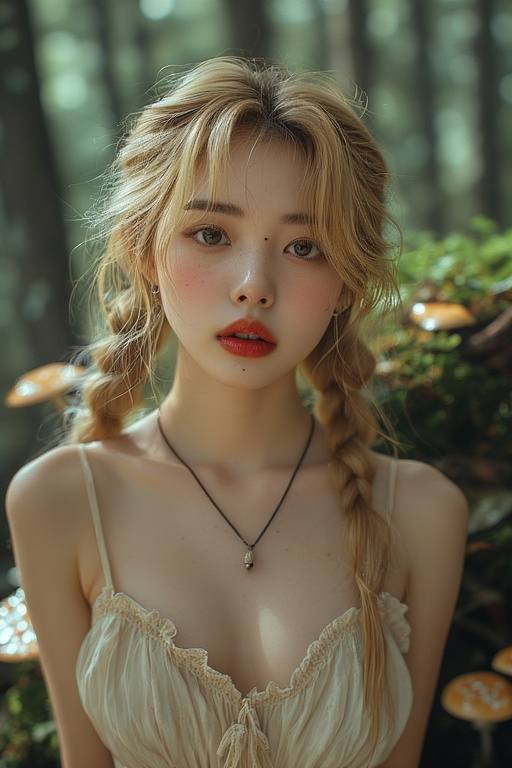 Girl wandering in the woods