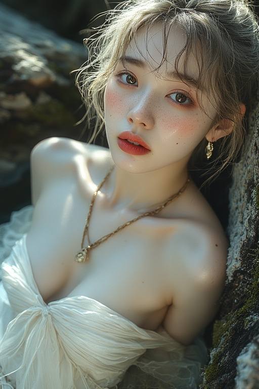 Girl wandering in the woods