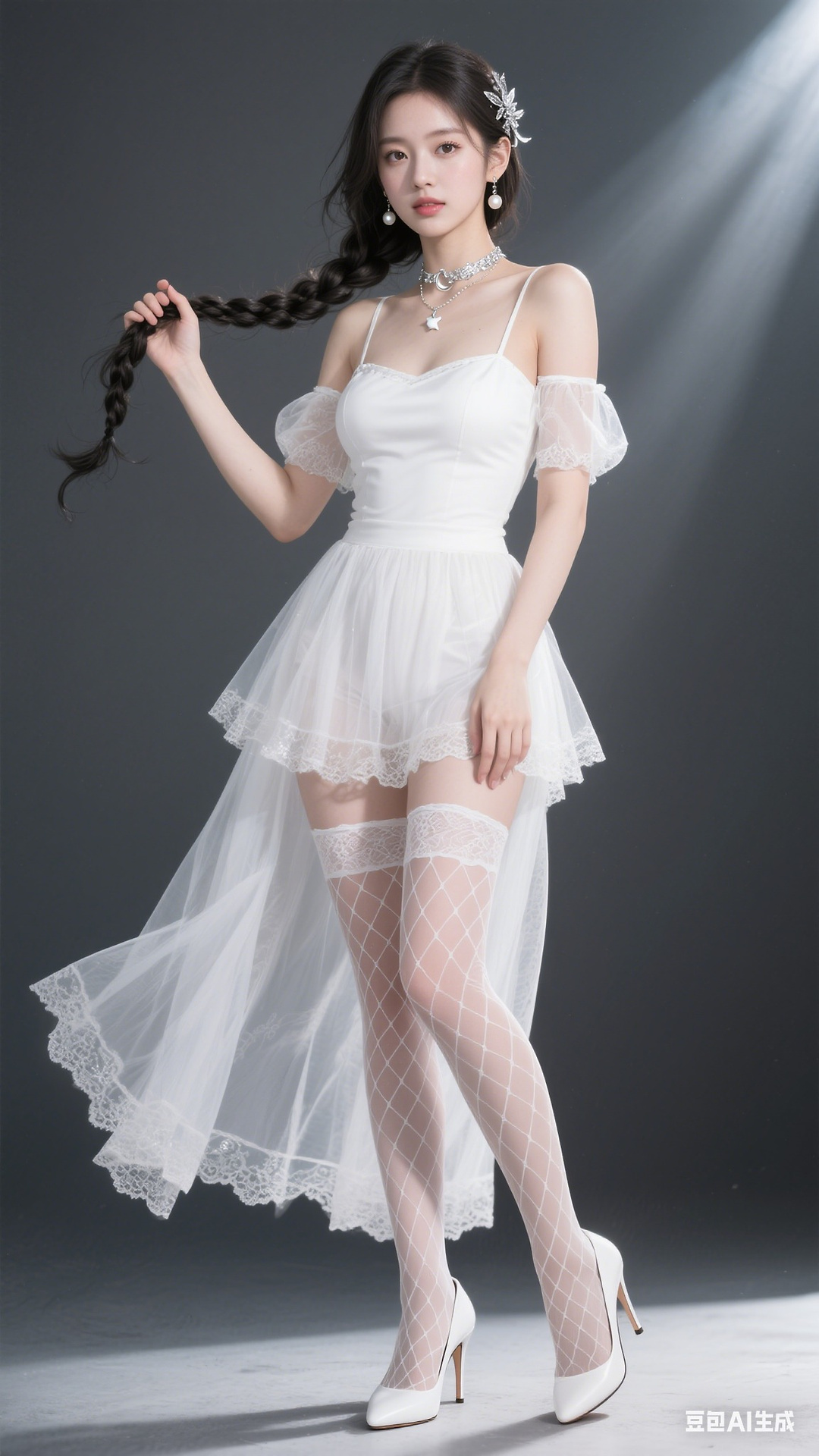White off shoulder multilayer gauze