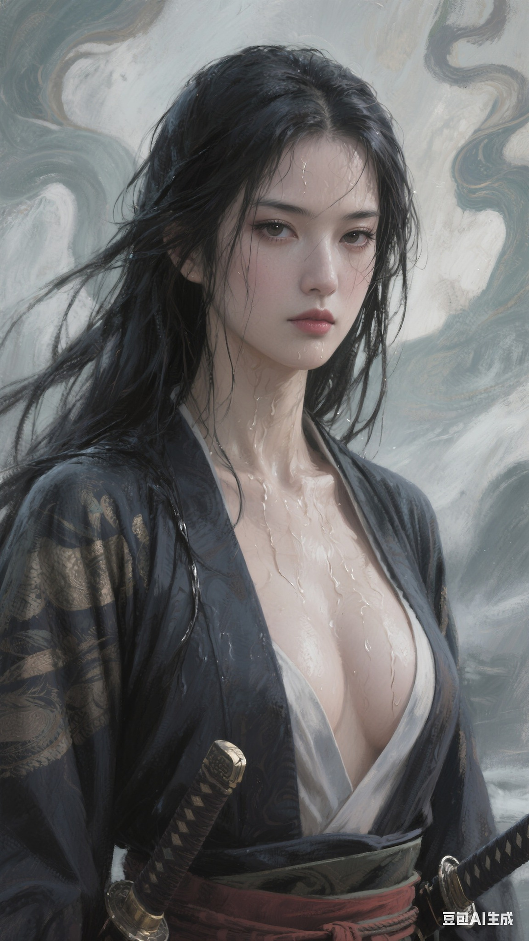 Portrait of a Japanese samurai woman