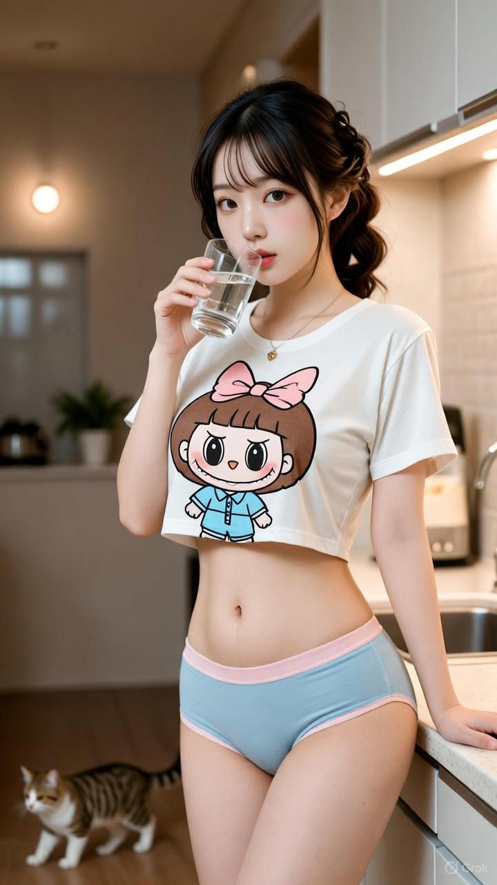 Cartoon Exposed Navel T-Shirt