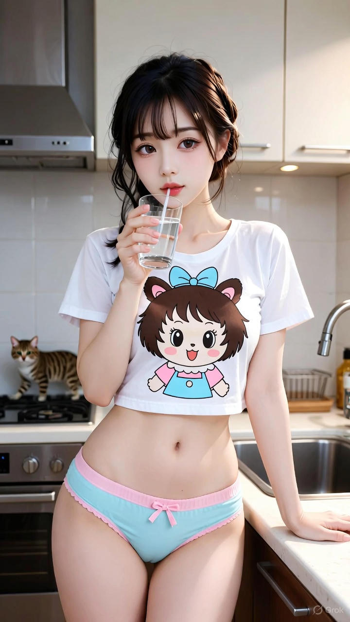 Cartoon Exposed Navel T-Shirt