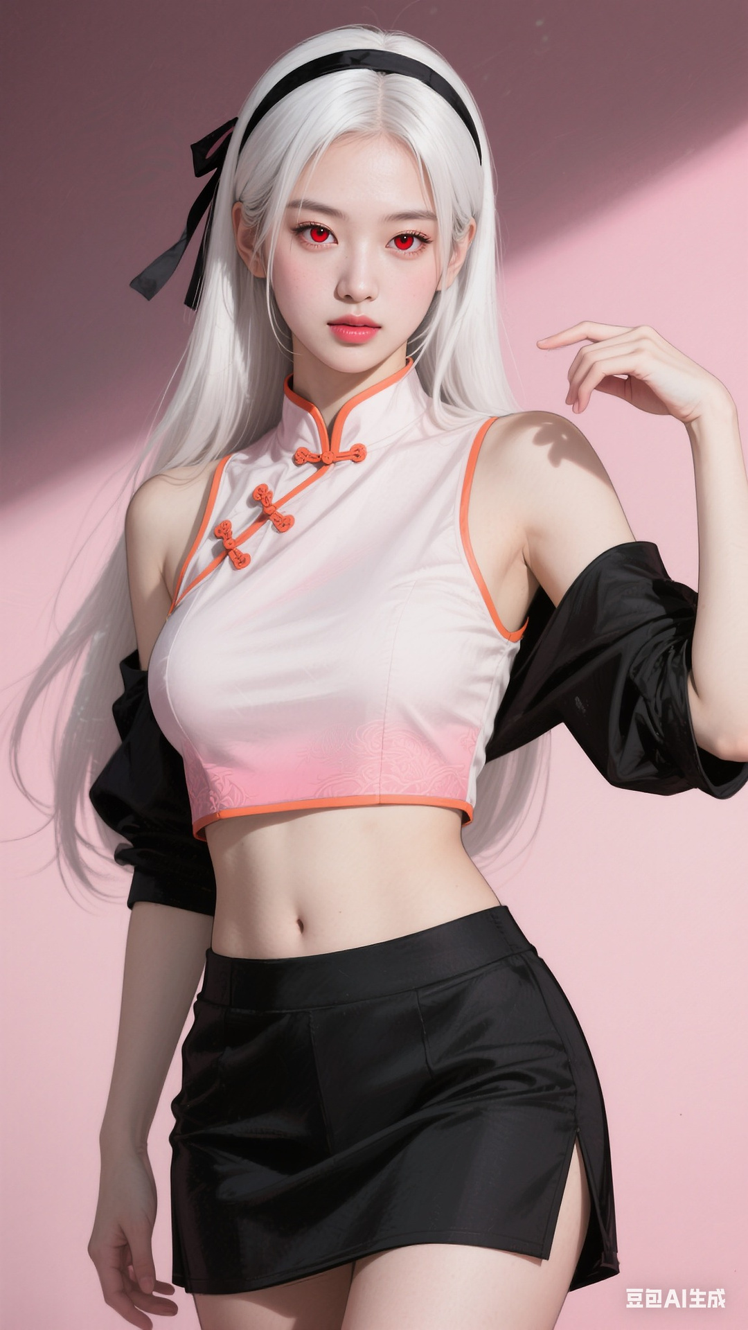 Chinese style open navel top