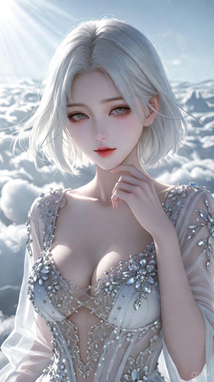 Semi-transparent white tulle dress