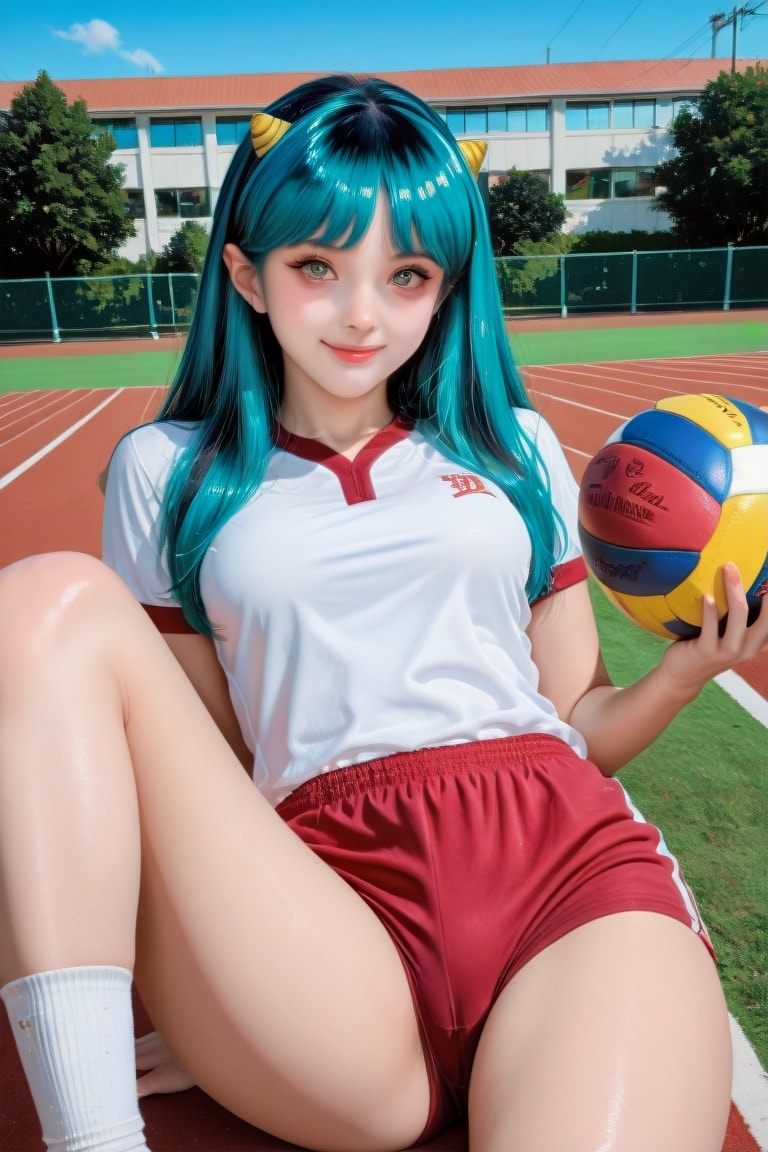 Green Hair Girl Doing Sports