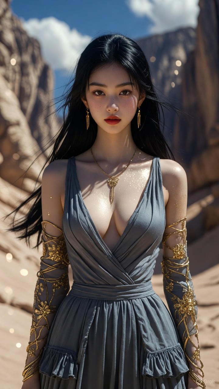 Dark Grey Low Chest Wrap Long Dress