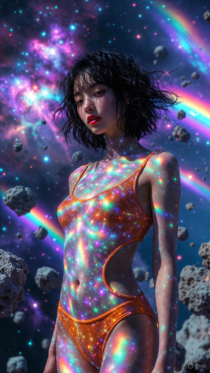 Starlight Particle Cross One-piece Swimsuit