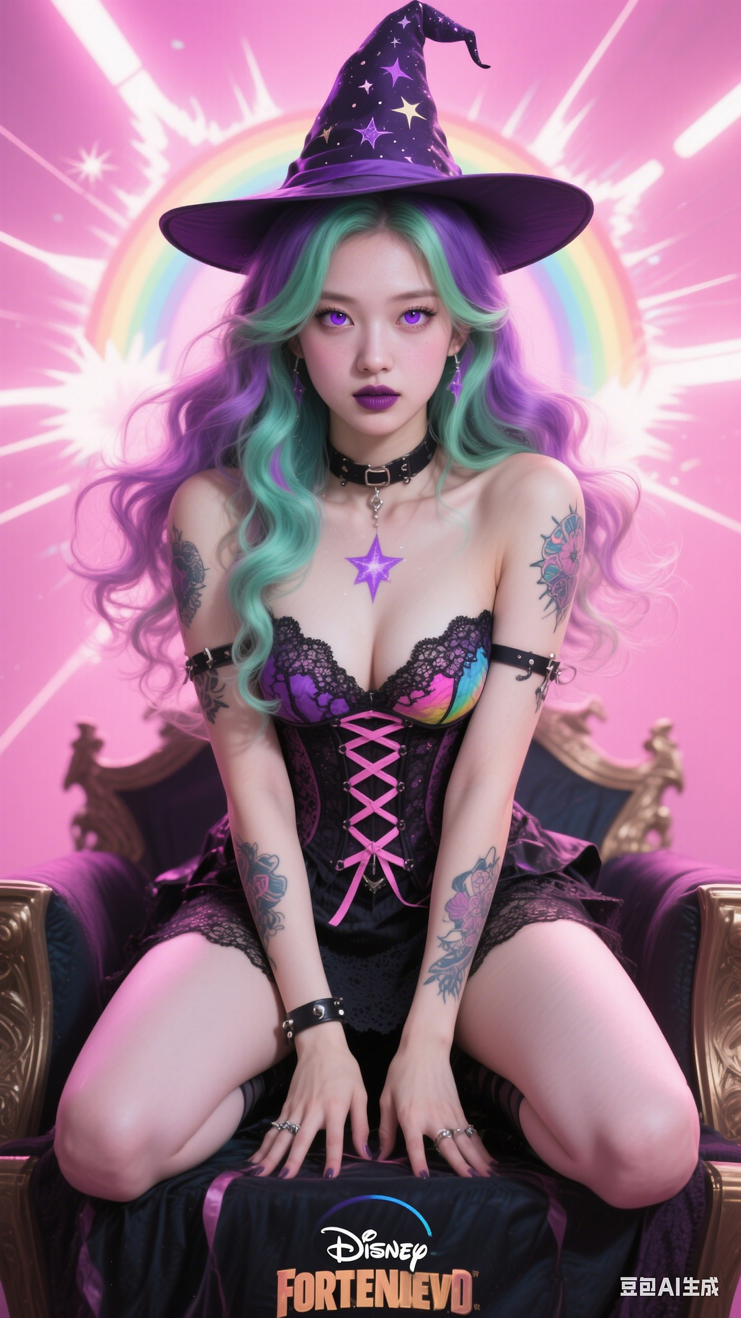 Goth Punk Rainbow Witch