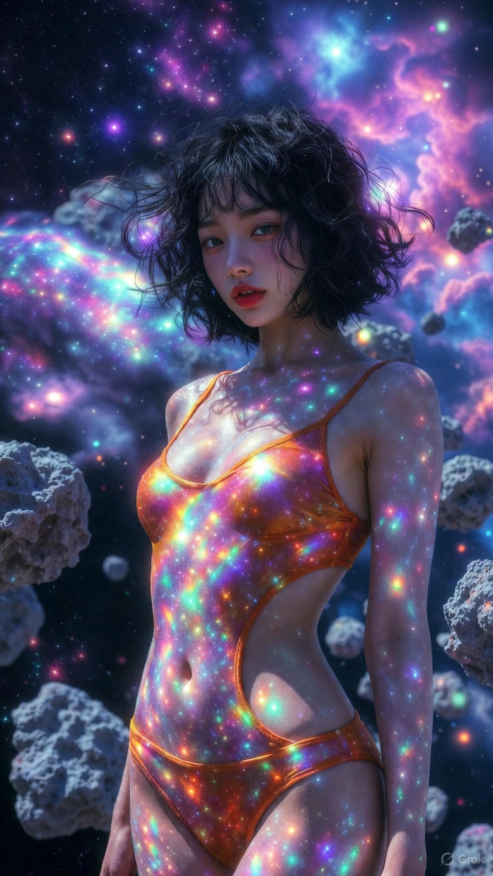 Starlight Particle Cross One-piece Swimsuit