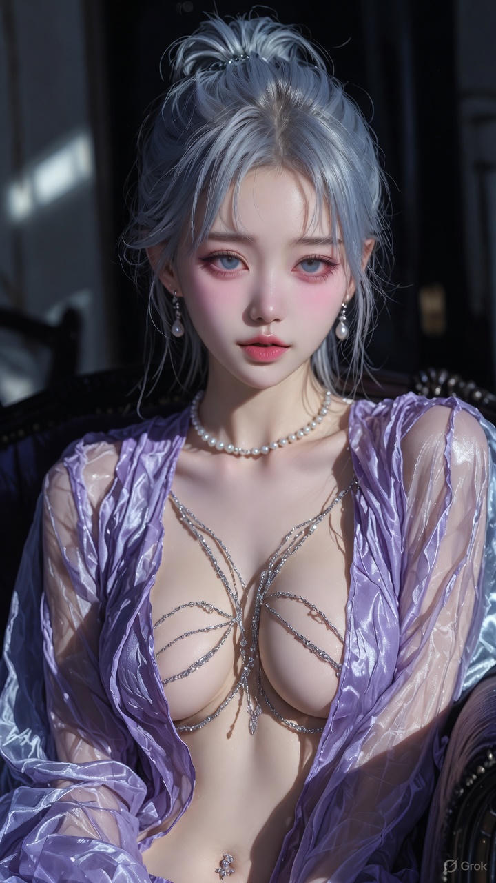 Translucent lavender backless top