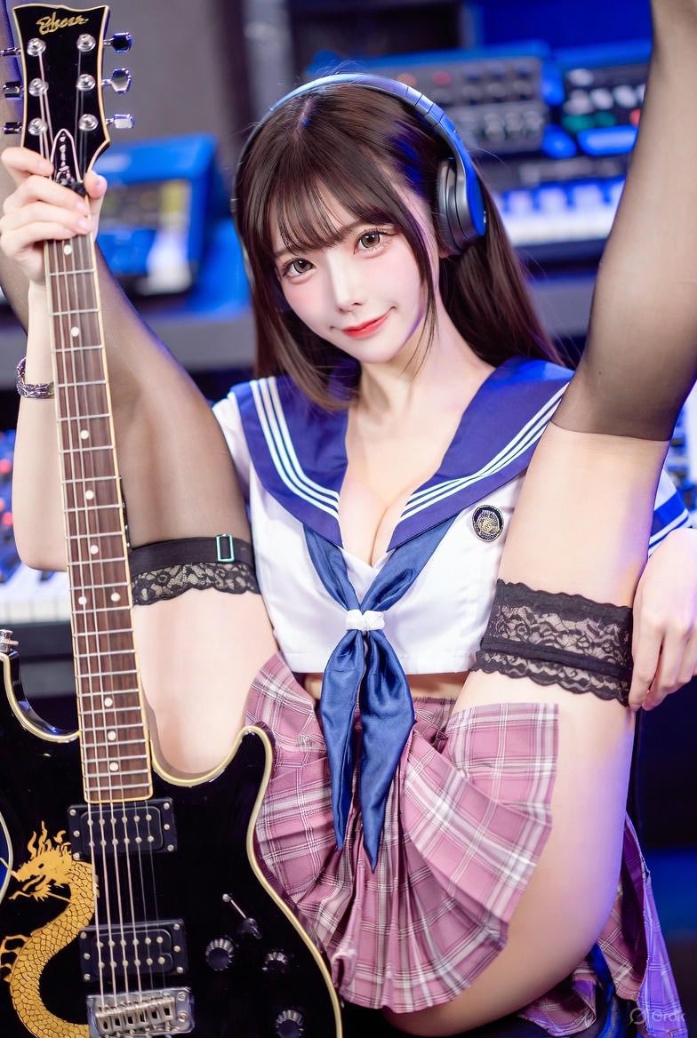 Girl playing a musical instrument