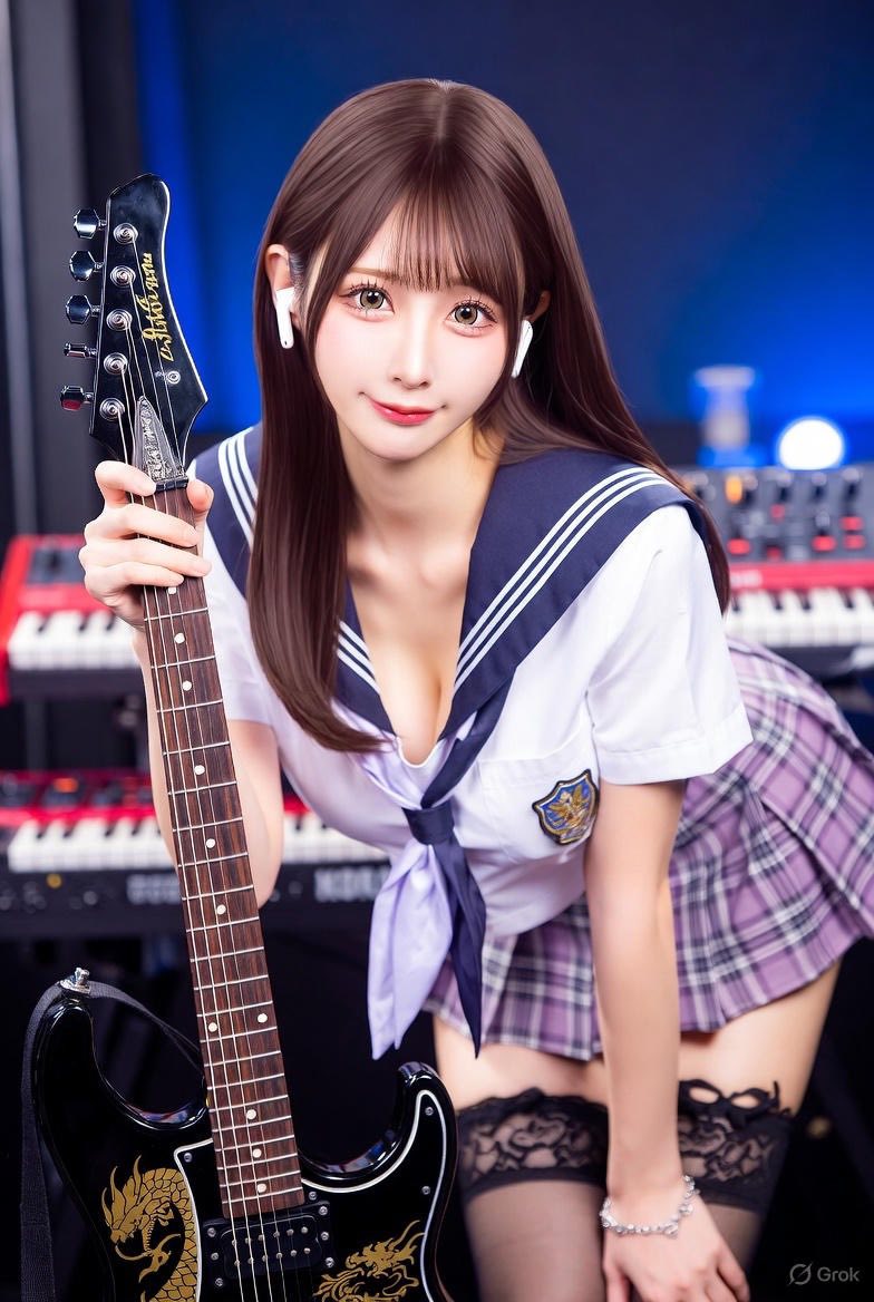 Girl playing a musical instrument