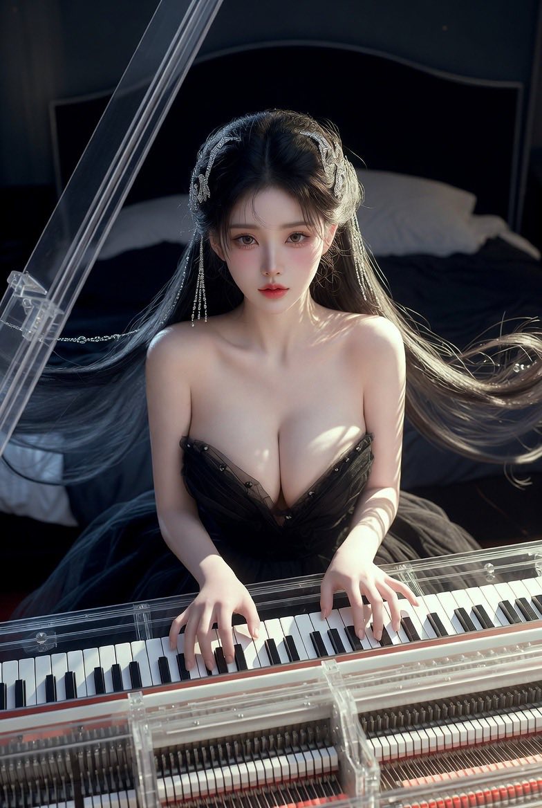 Sister practicing the piano