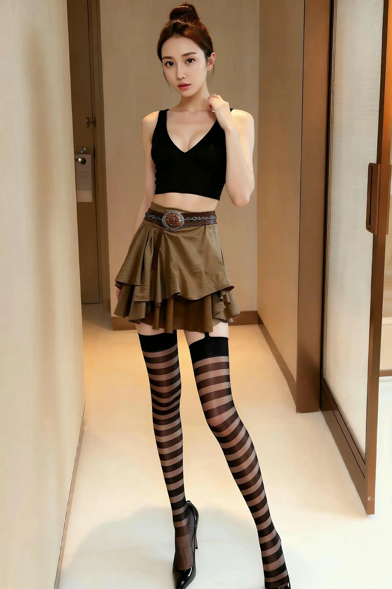 Mingzi - Striped Mesh Socks