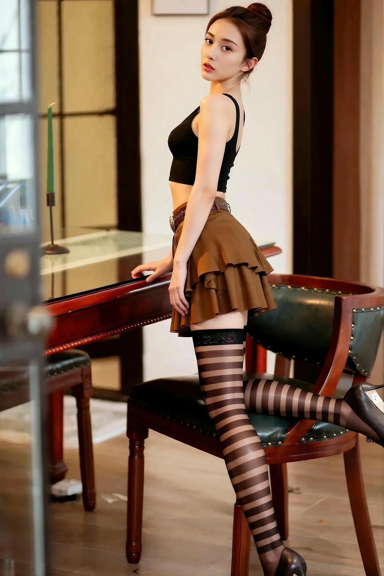 Mingzi - Striped Mesh Socks