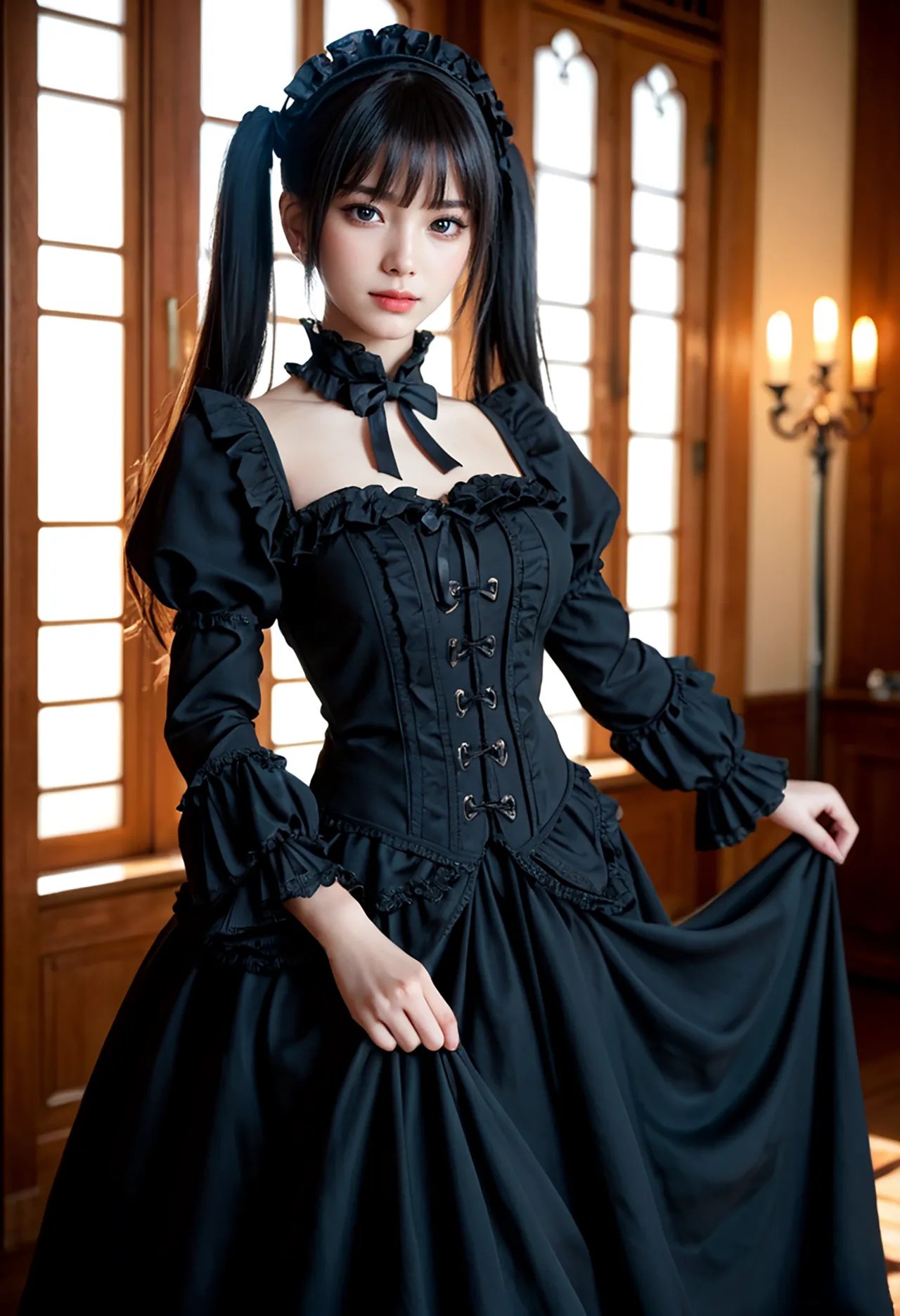 Twin-tail goth loli teenage girl and dressmaker insertion etch - Part 1